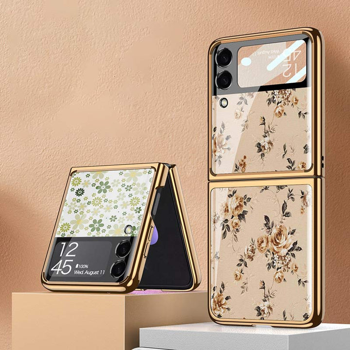 Samsung Galaxy Z Flip 3 Hülle Floral Premium Dünn Transparent Hart PC Handyhülle
