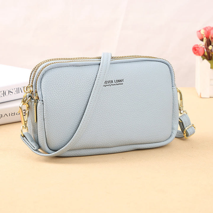 Handytasche mit drei Fächern für Damen, große Umhängetasche