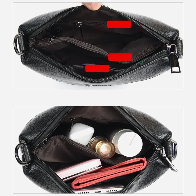 Leder-Beuteltasche für Damen, kleine Umhängetasche mit Crossbody-Gurt