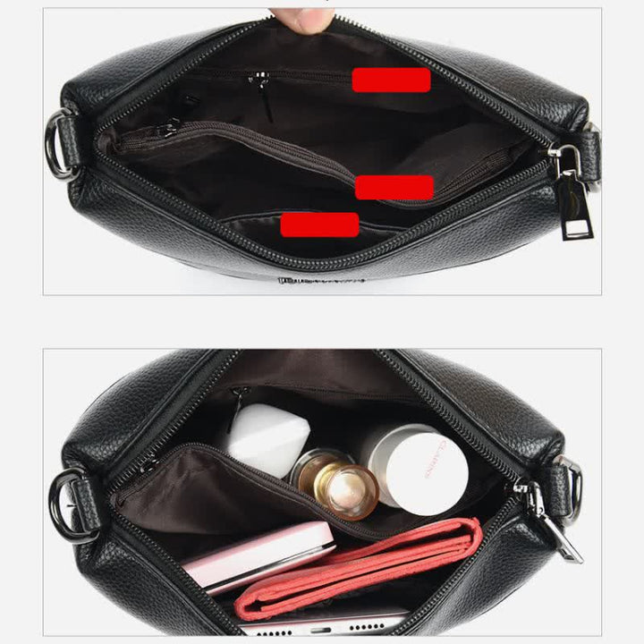 Leder-Beuteltasche für Damen, kleine Umhängetasche mit Crossbody-Gurt