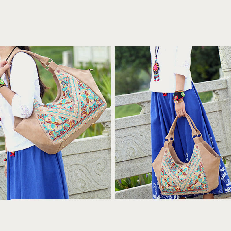 Tote für Frauen Reise ethnischen Stil Muster Leder Schultertasche