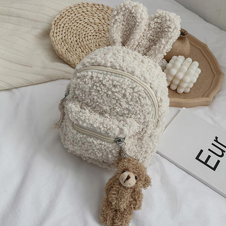Multi-Trage-Rucksack für Babys/Kleinkinder mit Kaninchenohren aus Plüsch, Mini-Rucksack für Jungen und Mädchen