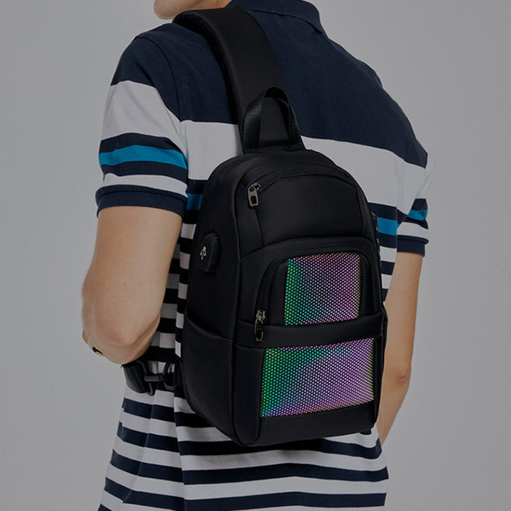 Diebstahlsichere, reflektierende Schultertasche für Herren, Ein-Schulter-Rucksack mit USB-Ladeanschluss