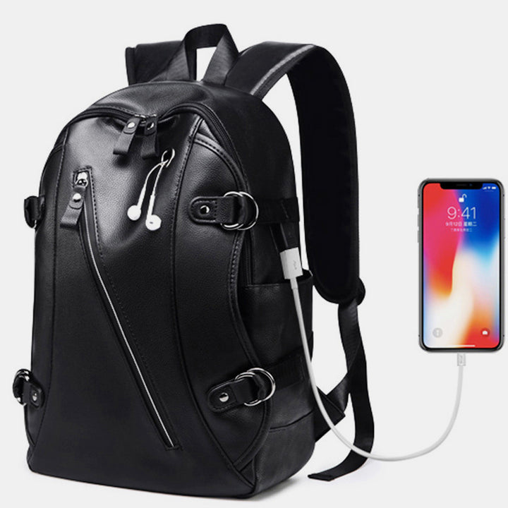 Multifunktionaler Diebstahlschutz-Lederrucksack mit großer Kapazität und USB-Ladeanschluss