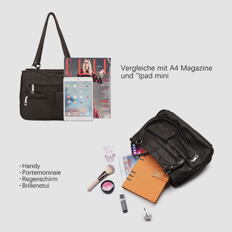Schultertasche aus Kunstleder mit schweren Taschen und großer Kapazität