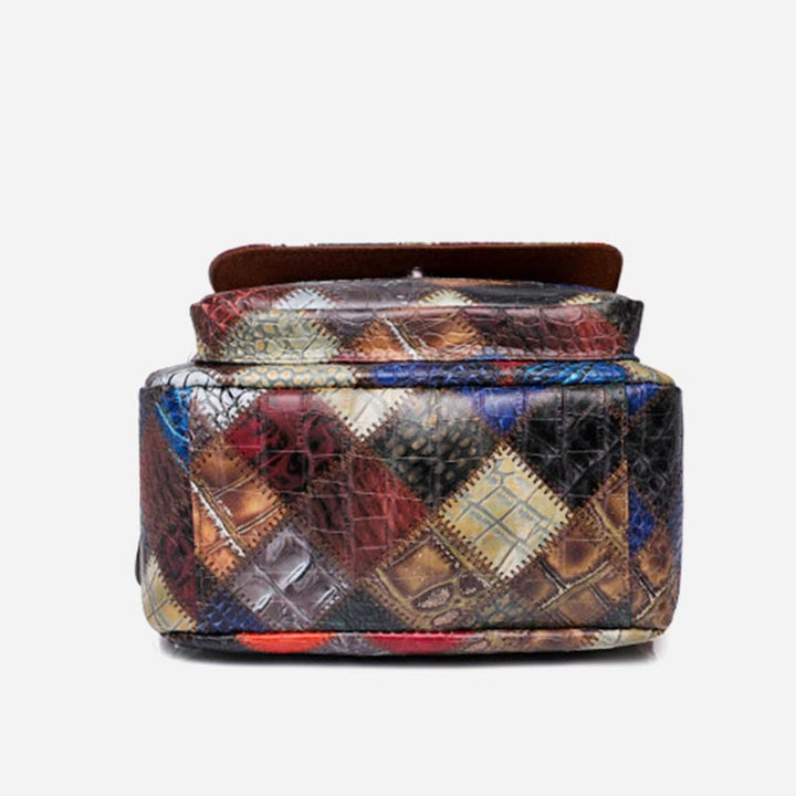 Rucksack für Frauen, Retro, Kontrastfarbe, geometrischer Reiserucksack