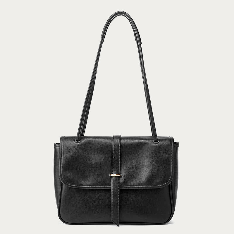 Umhängetasche für Damen mit dickem Griffriemen, weiche Ledertasche