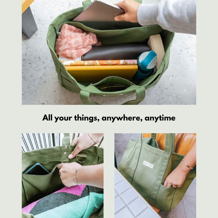 Faltbare große Canvas-Handtasche, minimalistische, praktische Umhängetasche für Damen