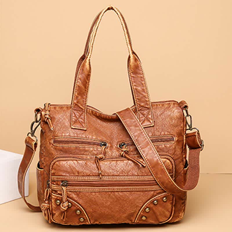 Retro-Tragetasche aus Kunstleder für Damen, Schultertasche mit Crossbody-Gurt
