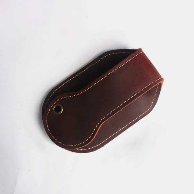 Vintage EDC-Tasche für Männer mit Druckknopf, Leder-Münzgeldbörse, Slapjack