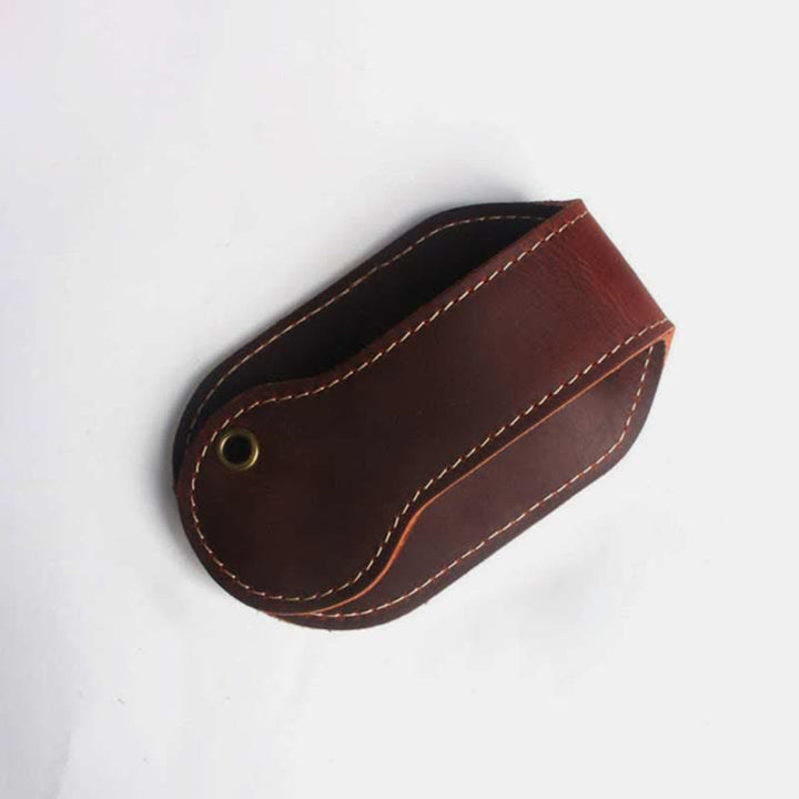 Vintage EDC-Tasche für Männer mit Druckknopf, Leder-Münzgeldbörse, Slapjack