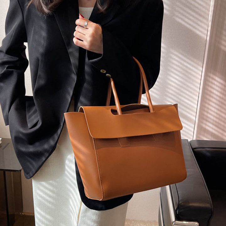 Clamshell Tote für Frauen Große minimalistische Leder Büro Pendler Geldbörse