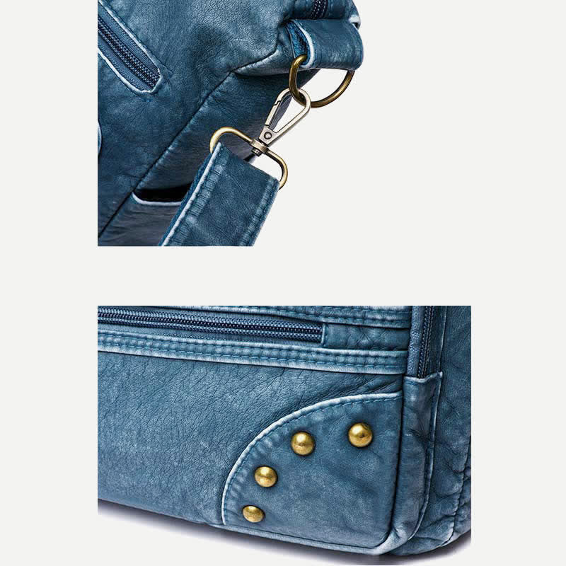 Denim Farbe Tote Handtaschen Große Kapazität Kunstleder Schulter Geldbörse