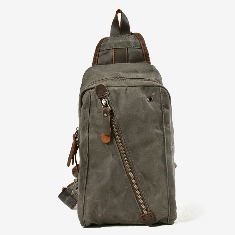 Schultertasche aus Canvas, Brusttasche, Reise-/Wanderrucksack, Umhängetasche, Tagesrucksack