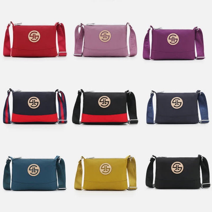 Kleine Umhängetasche mit dreifachem Reißverschluss, leichte, wasserdichte Nylon-Handtasche für Damen
