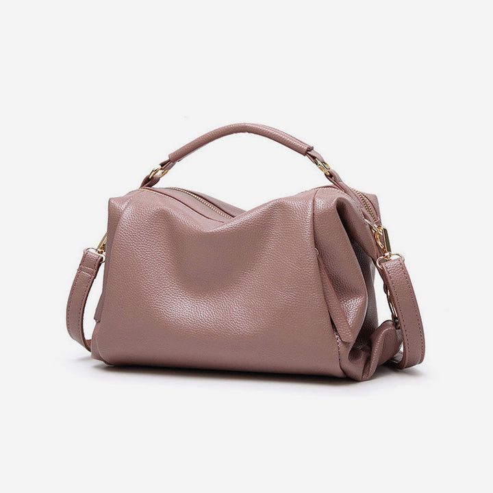 Damen Umhängetasche, elegante Handtasche mit großem Fassungsvermögen, veganes Leder, Boston-Tasche