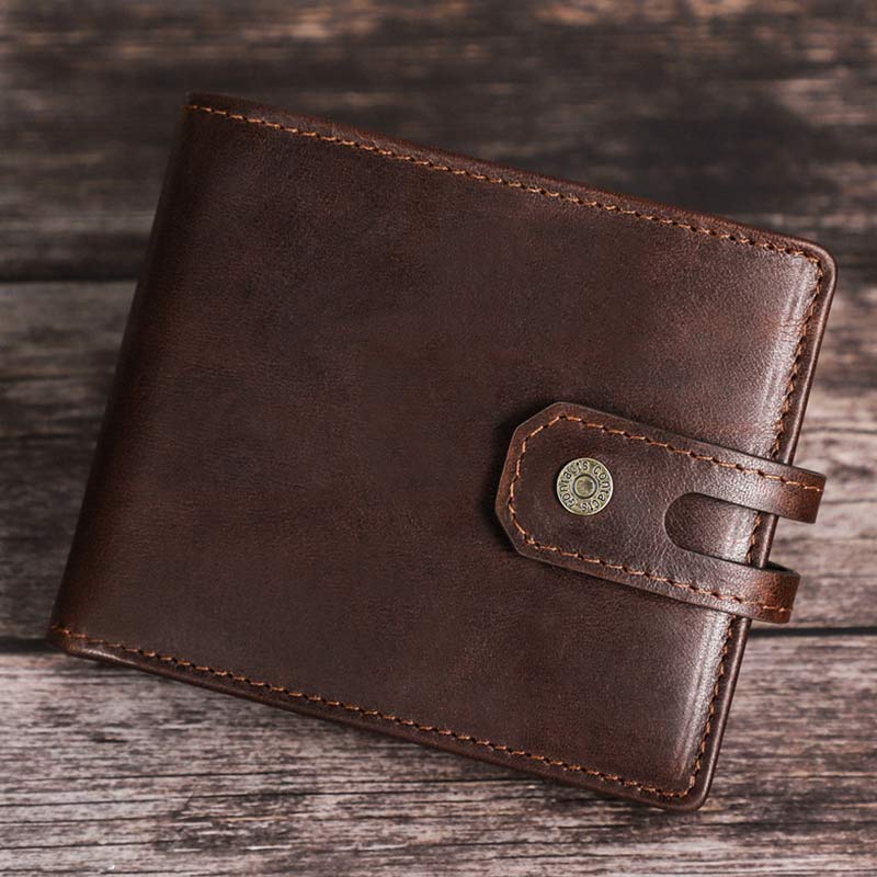 Zweifach gefaltete Lederbrieftasche mit RFID-Blockierung