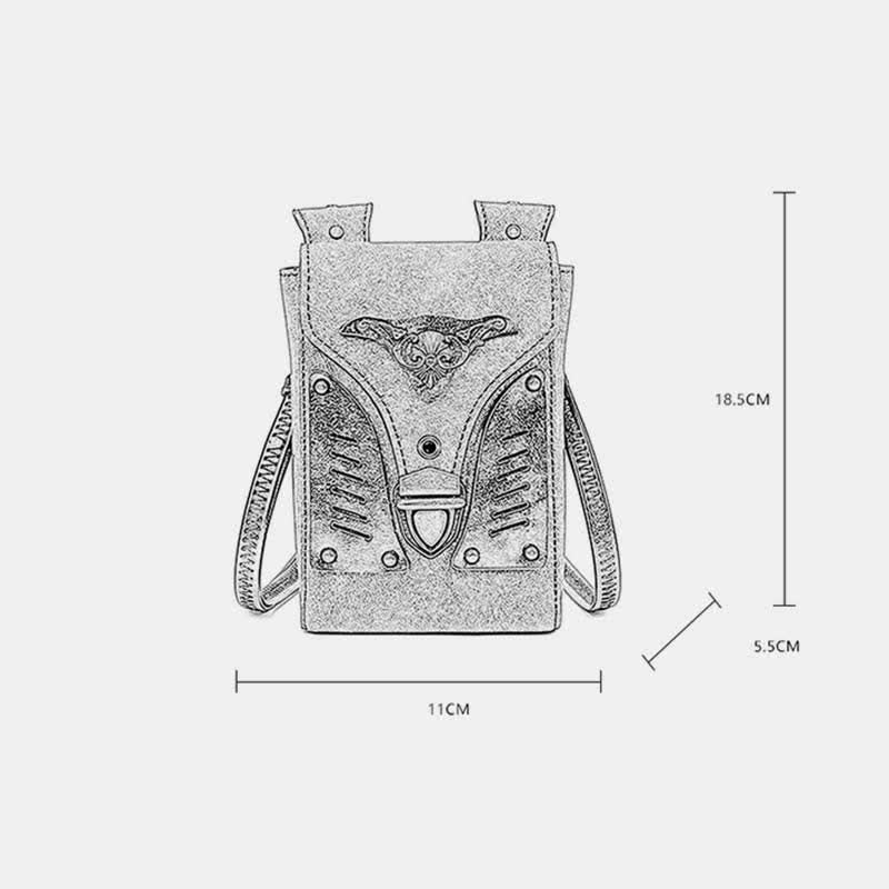 Steampunk kleine Umhängetasche Schultertasche Handytasche mit Gürtelschlaufe