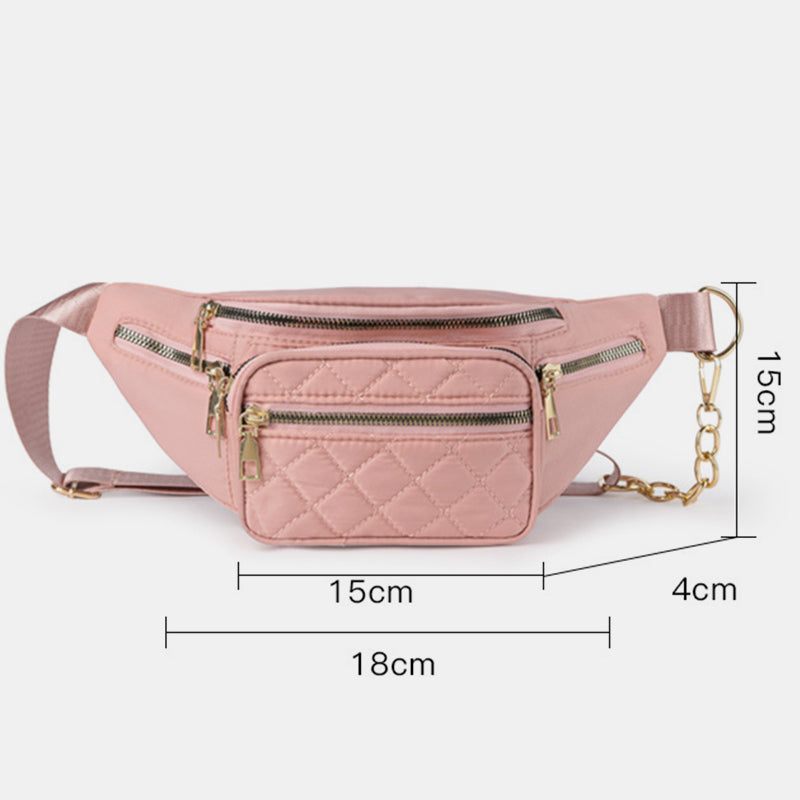 Leichte, funktionale Brust-Schultertasche für Damen mit Metallkettenriemen