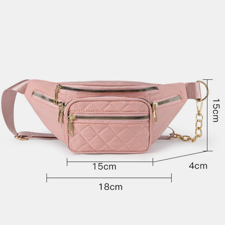 Leichte, funktionale Brust-Schultertasche für Damen mit Metallkettenriemen