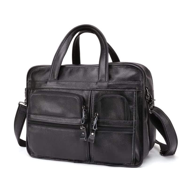 Aktentasche aus echtem Leder für Herren, 15,6 Zoll, Business-Laptoptasche mit Umhängegurt