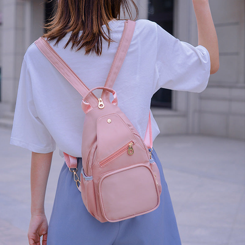 Umwandelbare Schultertasche für Damen, leicht, lässig, Mini-Rucksack, Brusttasche