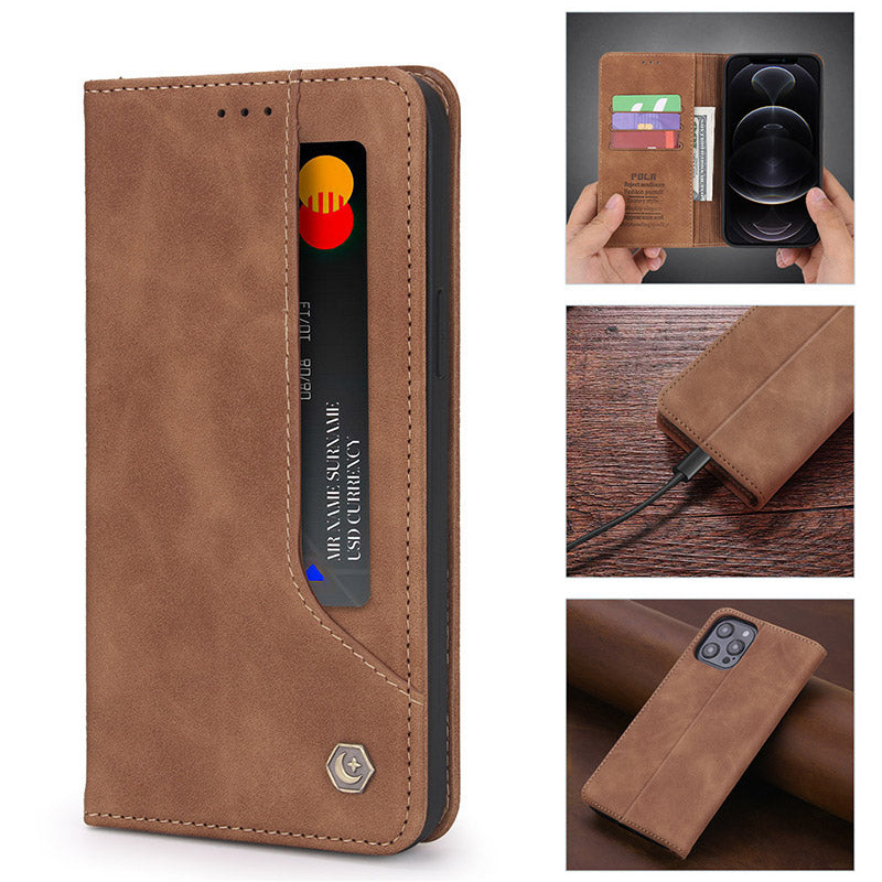 iPhone 13 Pro Max Leder Wallet Case Magnetische Hülle mit Ständer Kartenfach