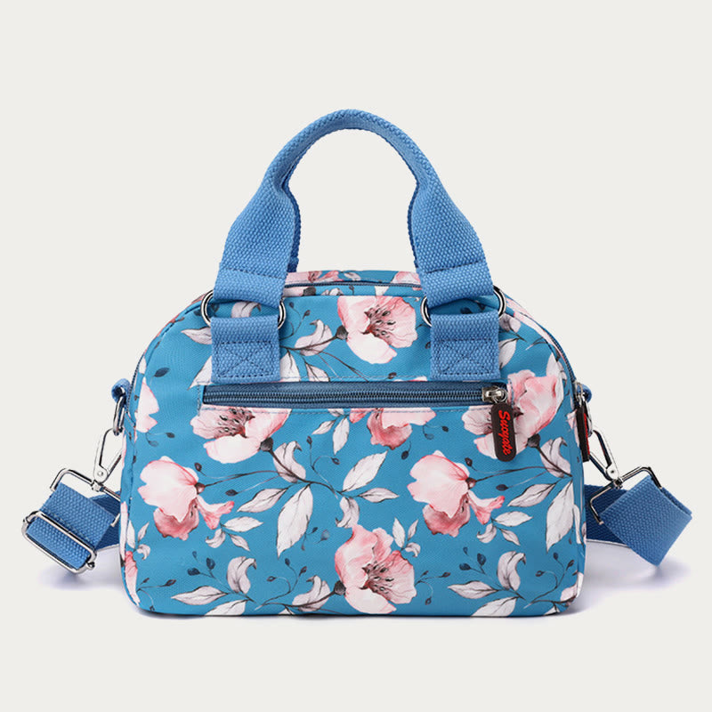 Umhängetasche aus Nylon für Damen, Handtasche mit buntem Blumendruck