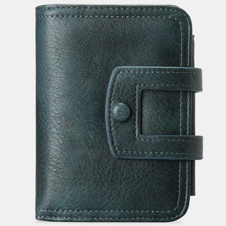 Kleine dreifach gefaltete Geldbörse für Damen aus echtem Leder, Retro, kompakte Taschengeldbörse