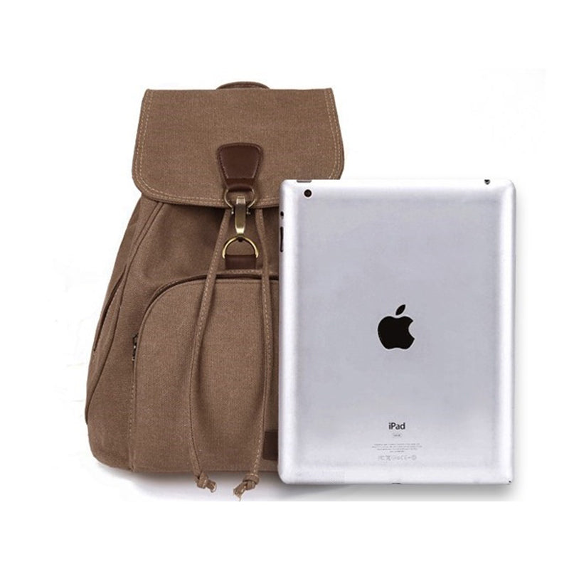Canvas-Rucksack für Damen und Mädchen, Vintage-Stil, mit Kordelzug, für die Schule, Reisen
