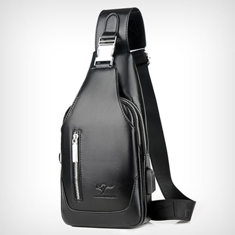 Diebstahlsichere Vintage-Schultertasche für Herren mit USB-Ladeanschluss