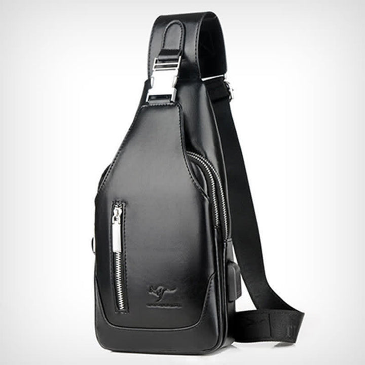 Diebstahlsichere Vintage-Schultertasche für Herren mit USB-Ladeanschluss