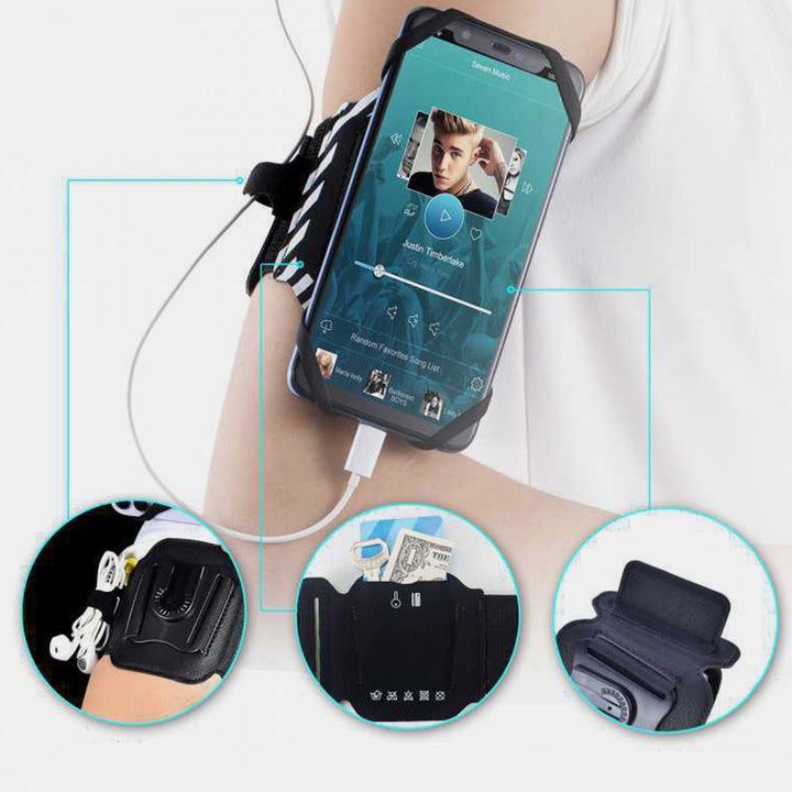 360° drehbarer Laufarmband-Telefonhalter, passend für alle 4,5-7-Zoll-Smartphones