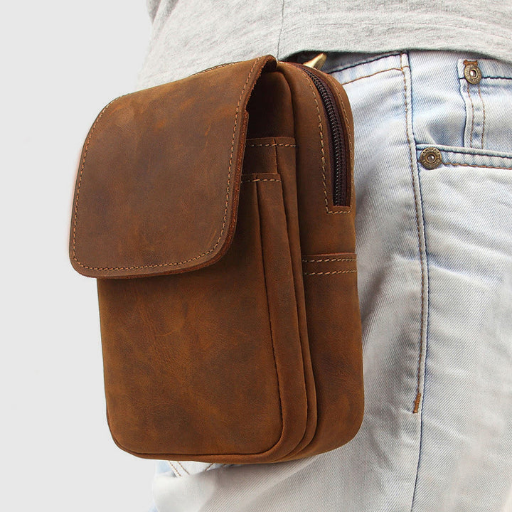 Gürteltasche für Herren, Retro-Stil, echtes Leder, zum Aufhängen, EDC-Tasche