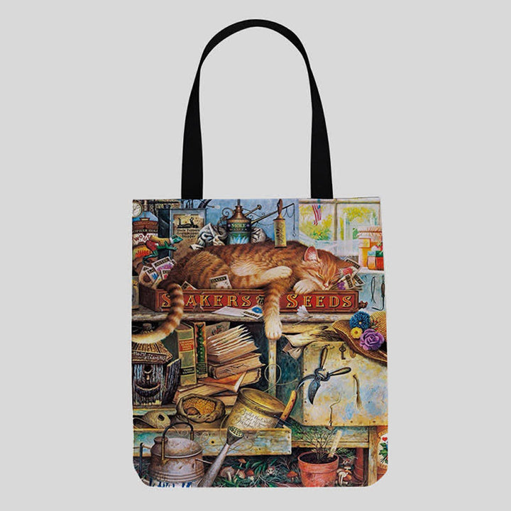 Süße Kätzchen-Tragetasche aus Segeltuch für Damen und Herren, multifunktionale Schultertaschen