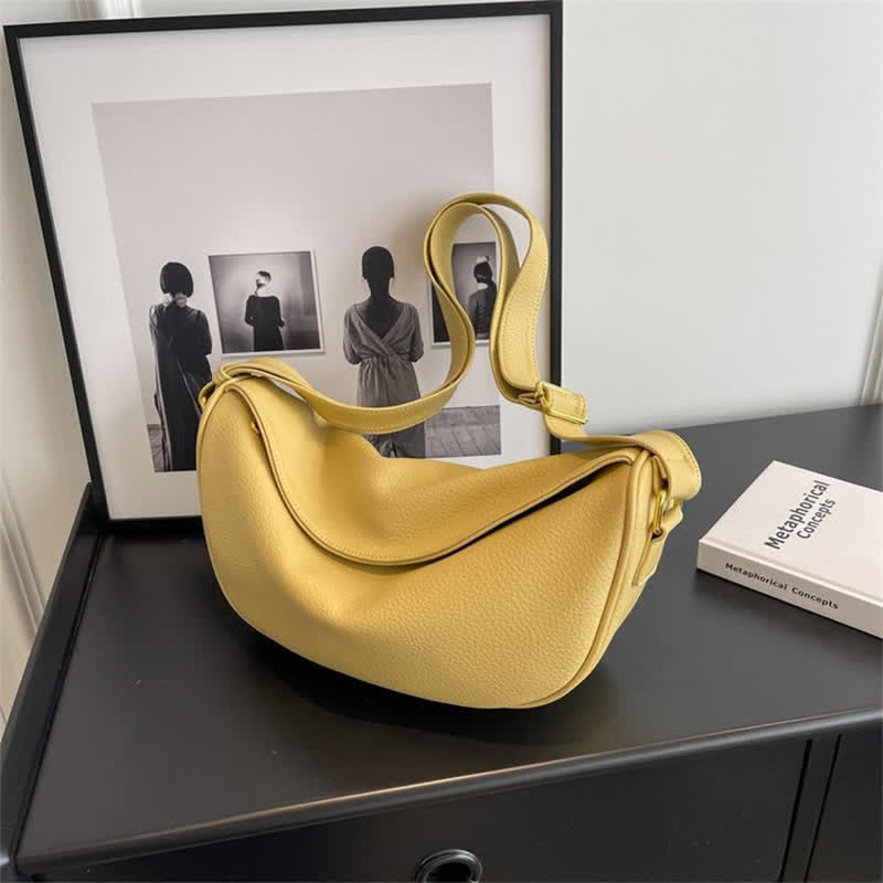 Umhängetasche für Damen, schlichte und lässige Hobo-Tasche aus PU-Leder
