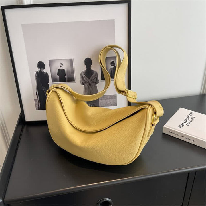 Umhängetasche für Damen, schlichte und lässige Hobo-Tasche aus PU-Leder