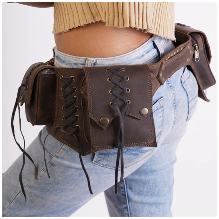 Mittelalterliche Beuteltasche für den Außenbereich, Vintage-Quaste, Wikinger-Gürteltasche