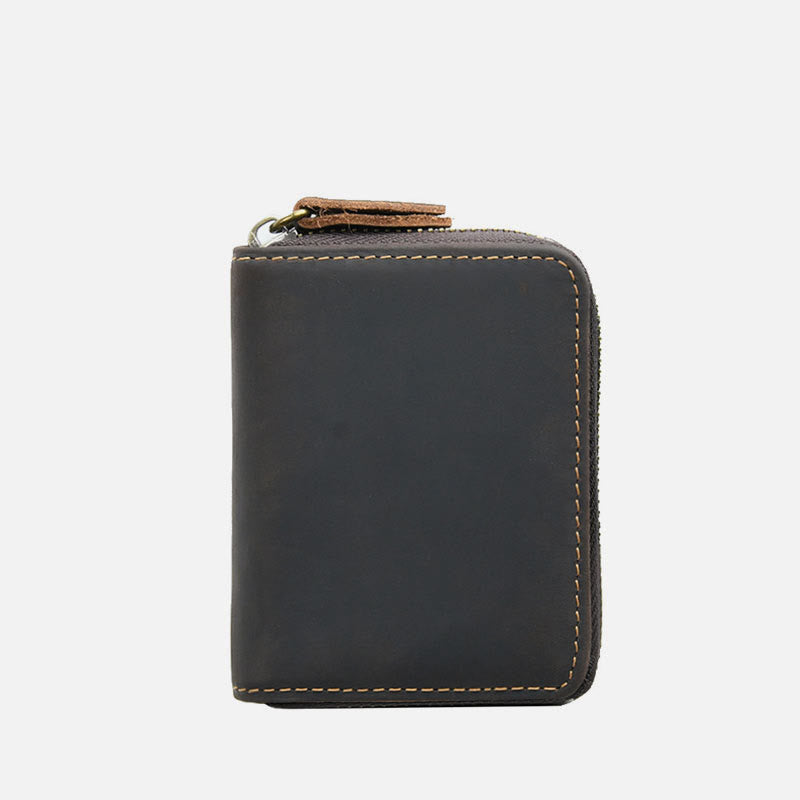 Retro Kurze Brieftasche Aus Echtem Leder Mehrere Slots Orgel