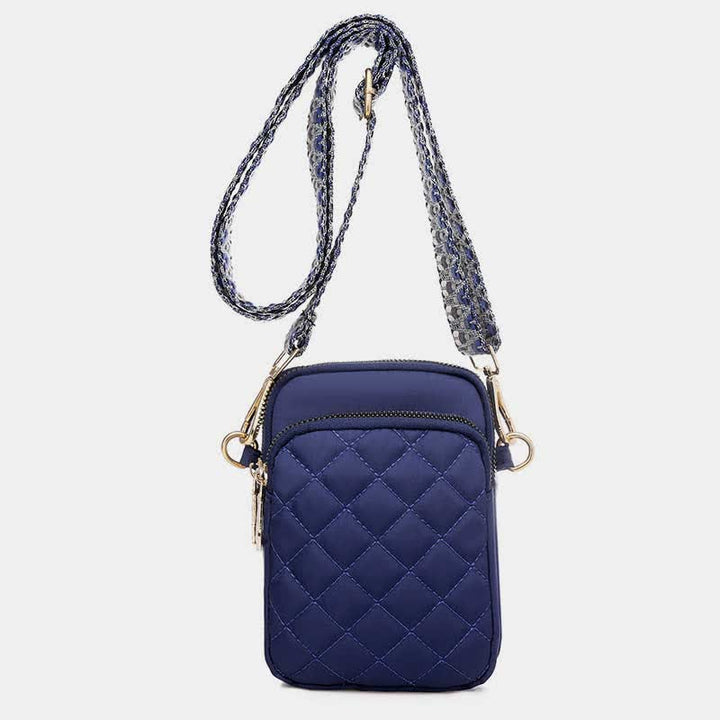 Gesteppte Umhängetasche mit dreifachem Reißverschluss, Handytasche, Schultertasche für Frauen und Mädchen