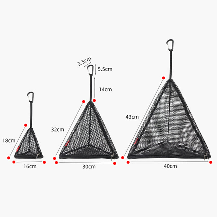 Aufbewahrungstasche für Outdoor-Camping, dreieckig, faltbar, Netz-Aufbewahrungskorb