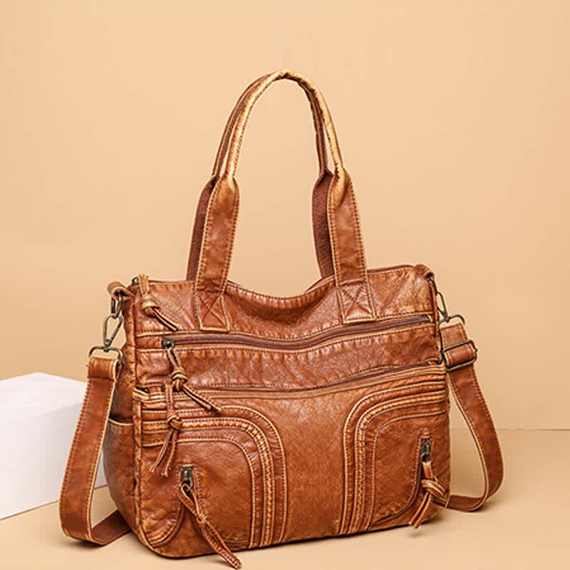 Retro-Tragetasche aus Kunstleder für Damen, Schultertasche mit Crossbody-Gurt