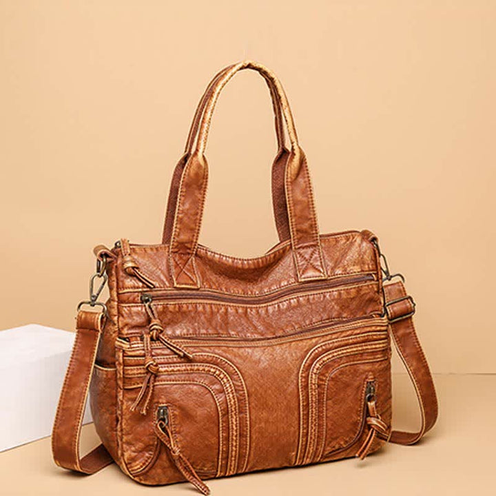 Retro-Tragetasche aus Kunstleder für Damen, Schultertasche mit Crossbody-Gurt