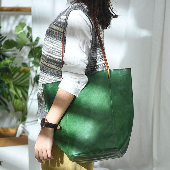 Handgemachte Einkaufstasche für Frauen große Kapazität Retro einfache Tasche