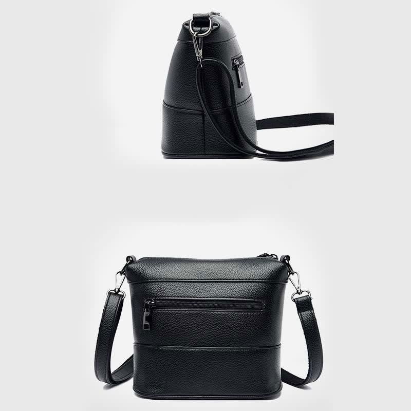Leder-Beuteltasche für Damen, kleine Umhängetasche mit Crossbody-Gurt