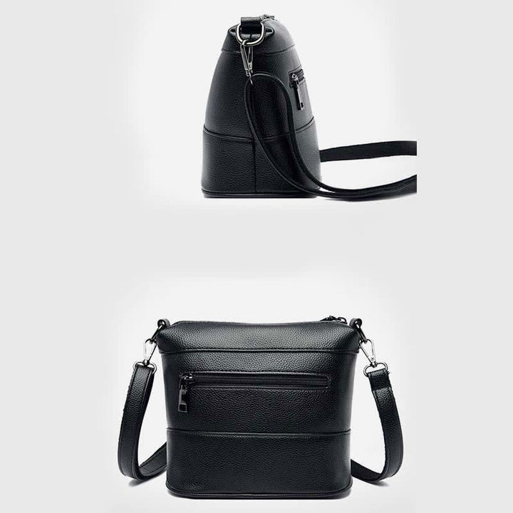 Leder-Beuteltasche für Damen, kleine Umhängetasche mit Crossbody-Gurt