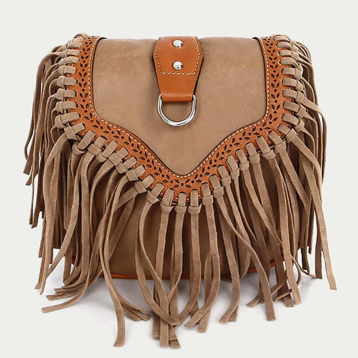 Bohemia Umhängetasche für Damen, Vintage, Quaste, Umhängetasche