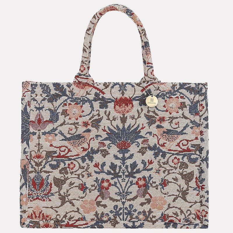 Einkaufstasche für Damen, einfache Retro-Handtasche mit großer Kapazität und Blumenmotiv