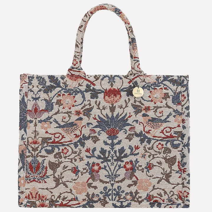 Einkaufstasche für Damen, einfache Retro-Handtasche mit großer Kapazität und Blumenmotiv