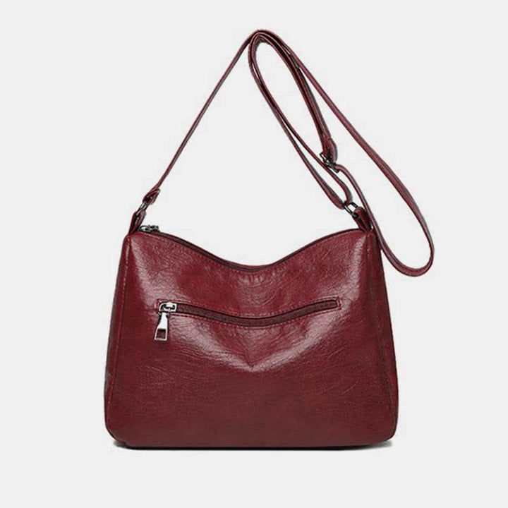 Umhängetasche für Damen, mehrere Taschen, weiches Leder, Reißverschlusstasche, Schultertasche